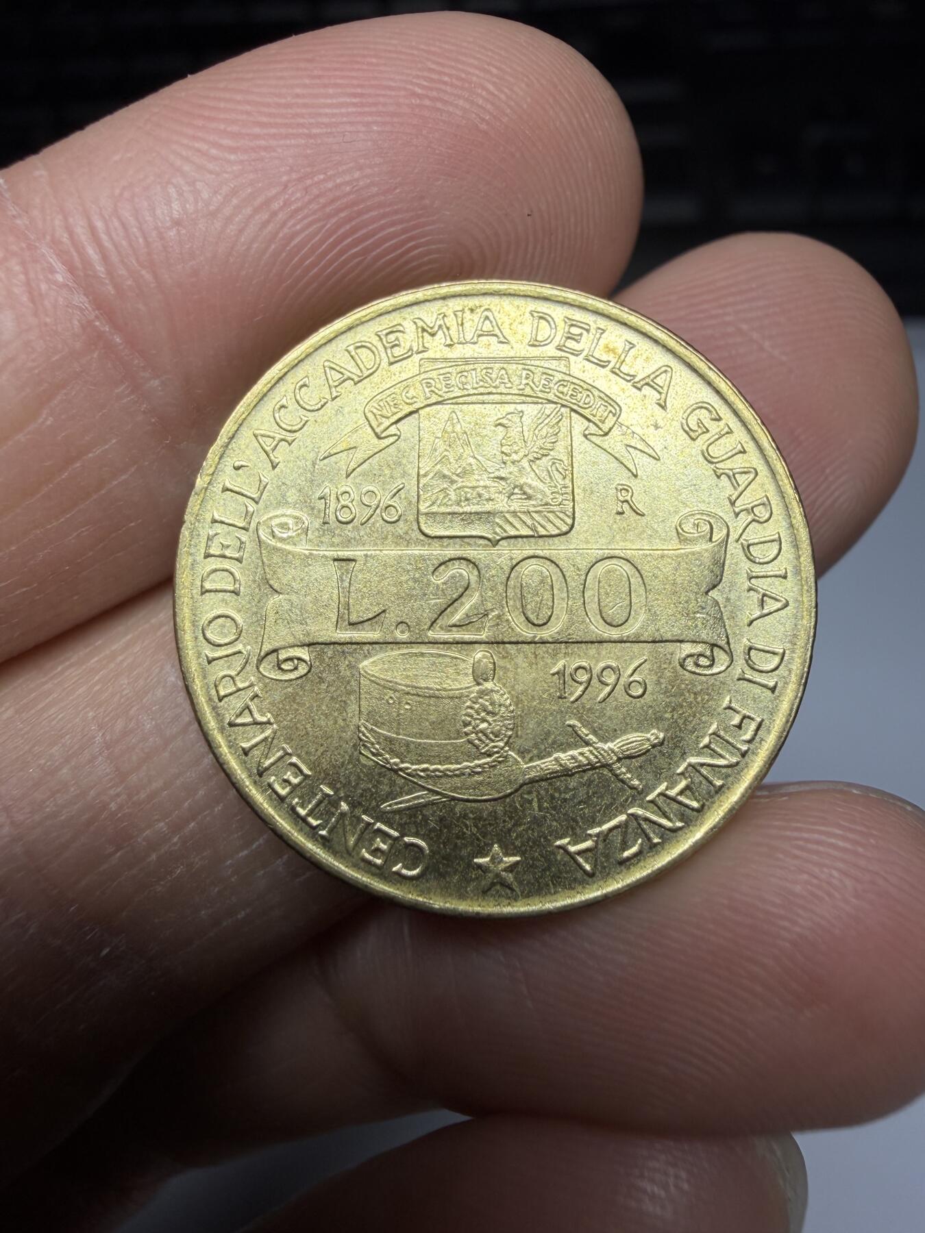 2025年集古藏今外币拍卖第二期-第6场—（总第306拍），可以寄存60天，满160元包邮。 1996年意大利200里拉纪念币