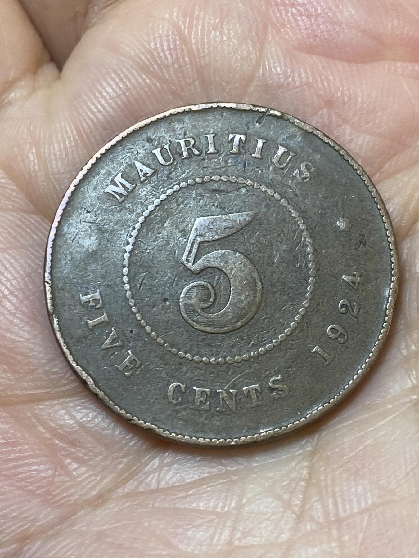 2026年第二十二场(总第一百九十一场）外国好品散币场(免佣金) 少见–英属毛里求斯1924年5分(乔治五世时期)