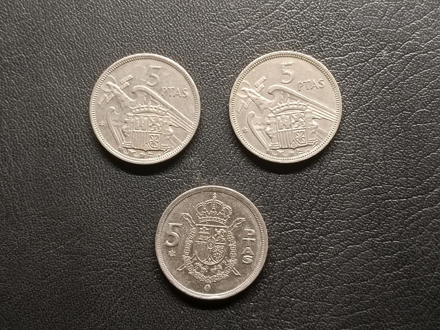 荟藏特别场次第二期——“社长的钢镚堆” 西班牙5比塞塔批量三枚 弗朗哥/卡洛斯一世