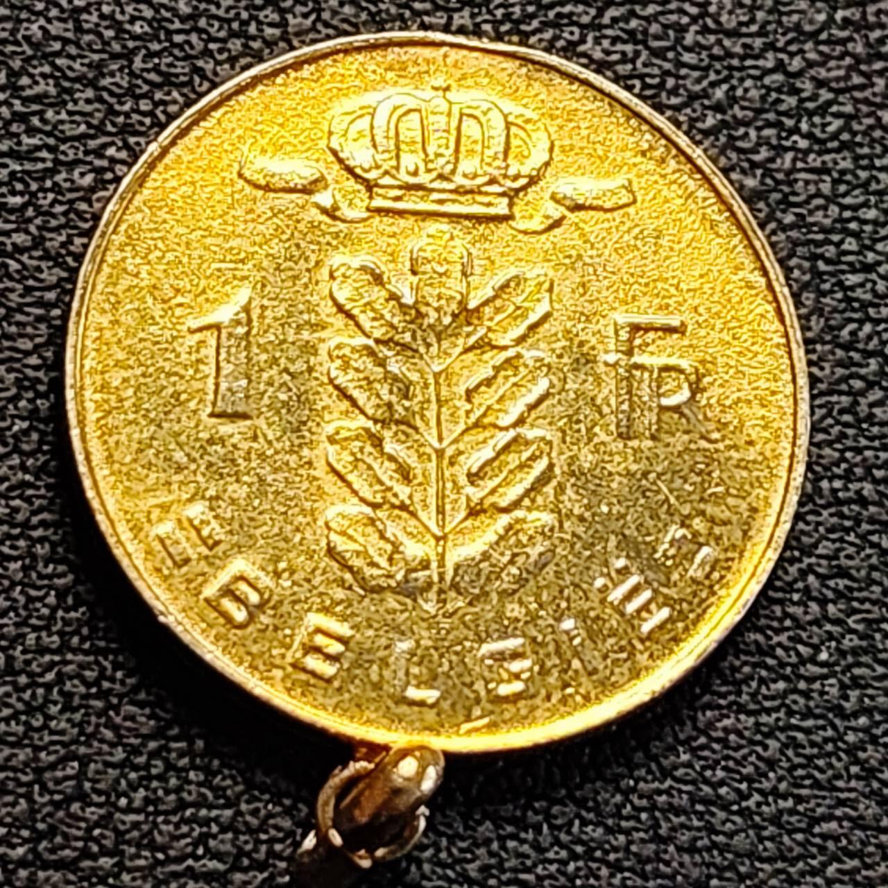 泉币菌-第186场- 小年快乐 精品福利场（本周五和之前的 2月14日发货） 镀金 比利时1974年1法郎铜镍币（佛兰芒文版BELGIË），谷物女神