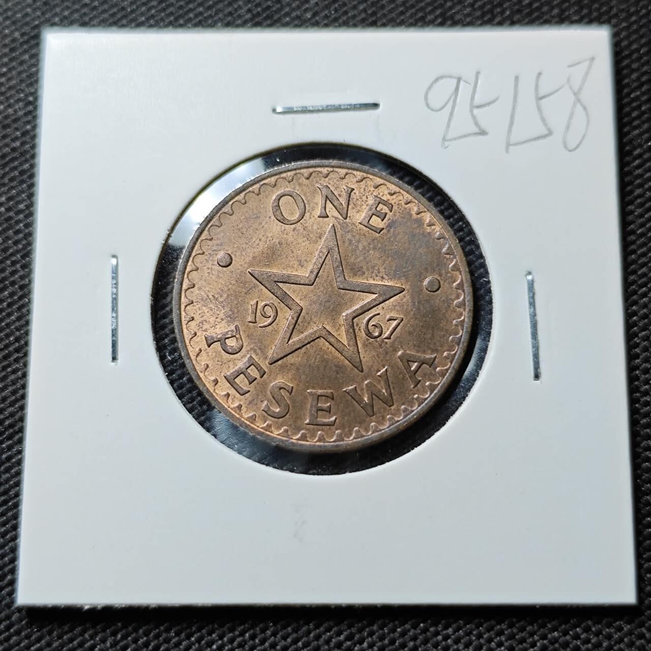 KK钱币收藏小铺  第395期  2月预留时间 周末发货 1967加纳1比塞瓦 