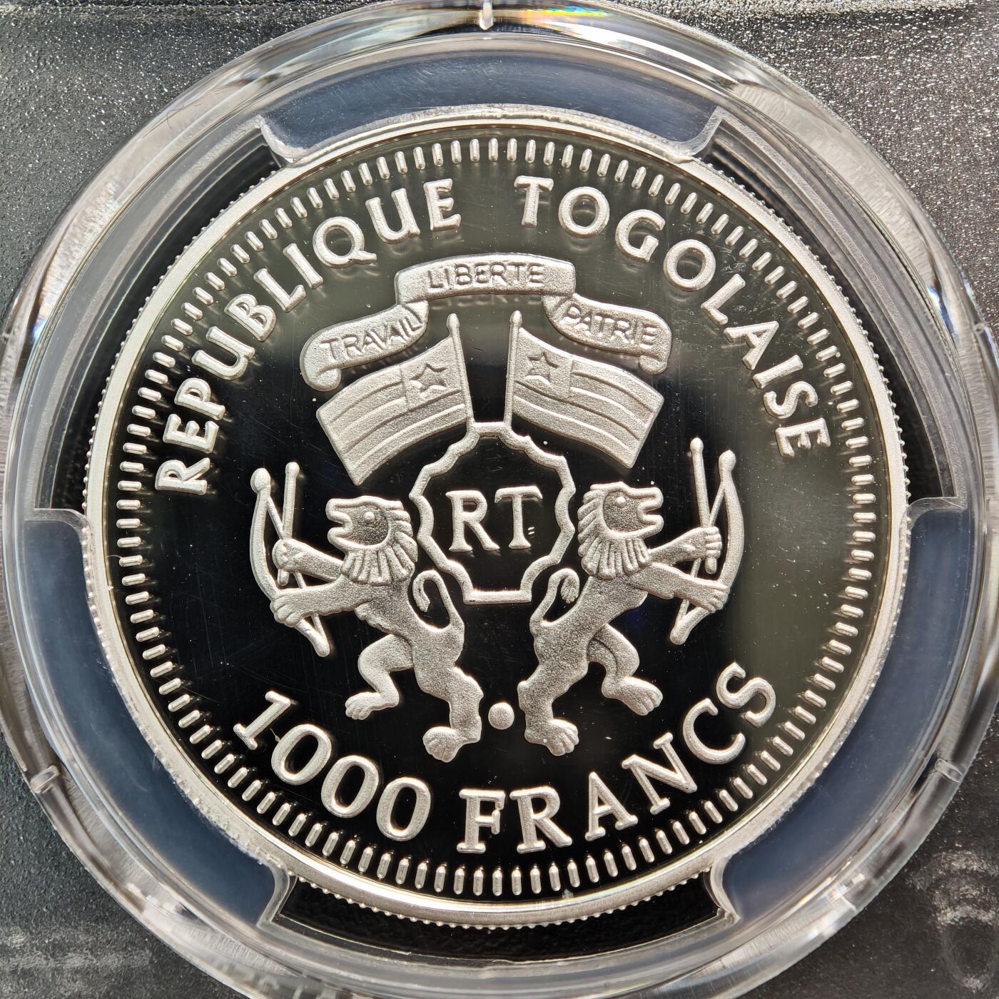 【德藏】世界币章拍卖第165期（拍品征集中~欢迎藏友联系） 2005年 多哥濒危野生动物-猴1000法郎精制纪念银币 PCGS PR69DCAM（999银 19.91g）