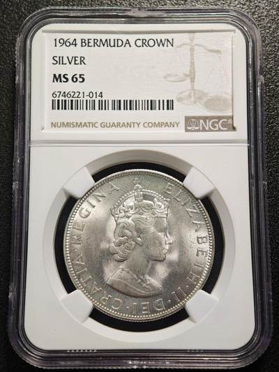 【德藏】世界币章拍卖第165期（拍品征集中~欢迎藏友联系） - 1964年 英属百慕大伊丽莎白国徽版1克朗银币 NGC MS65