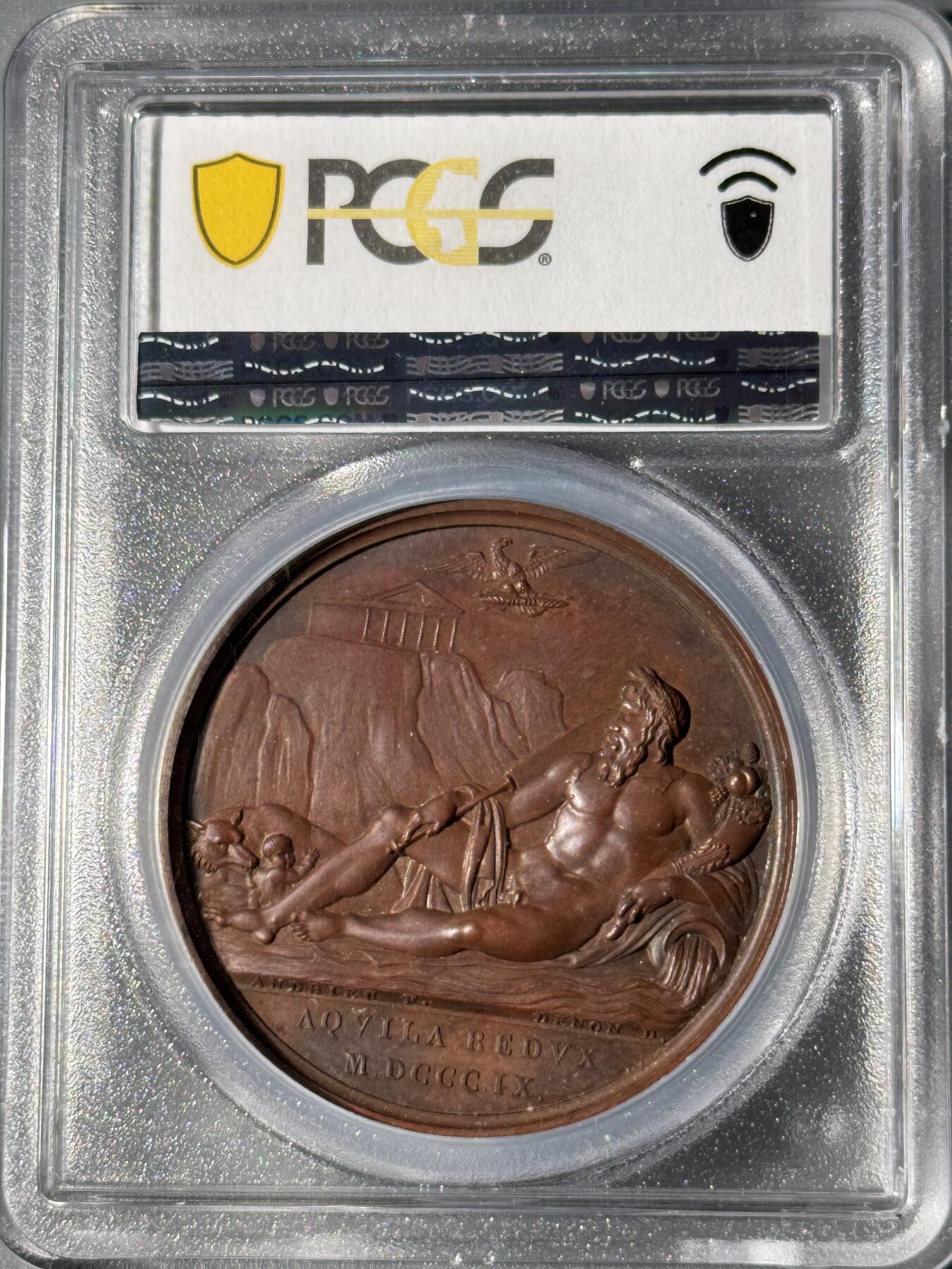 法国1809年拿破仑一世法兰西帝国兼并罗马原铸铜章  