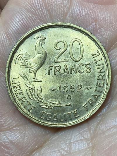 2026年第二十二场(总第一百九十一场）外国好品散币场(免佣金) - 原光好品–法兰西第四共和国1952年20法郎(B标，博蒙莱罗热造)