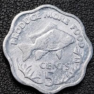 泉币菌-第188场- 迎 情人节专场 本场拍品多 请提前出价（本周五和之前拍的 2月14日发货） - 罗非鱼  赛舌尔1977年5分铝币 粮农组织币FAO 18.5mm