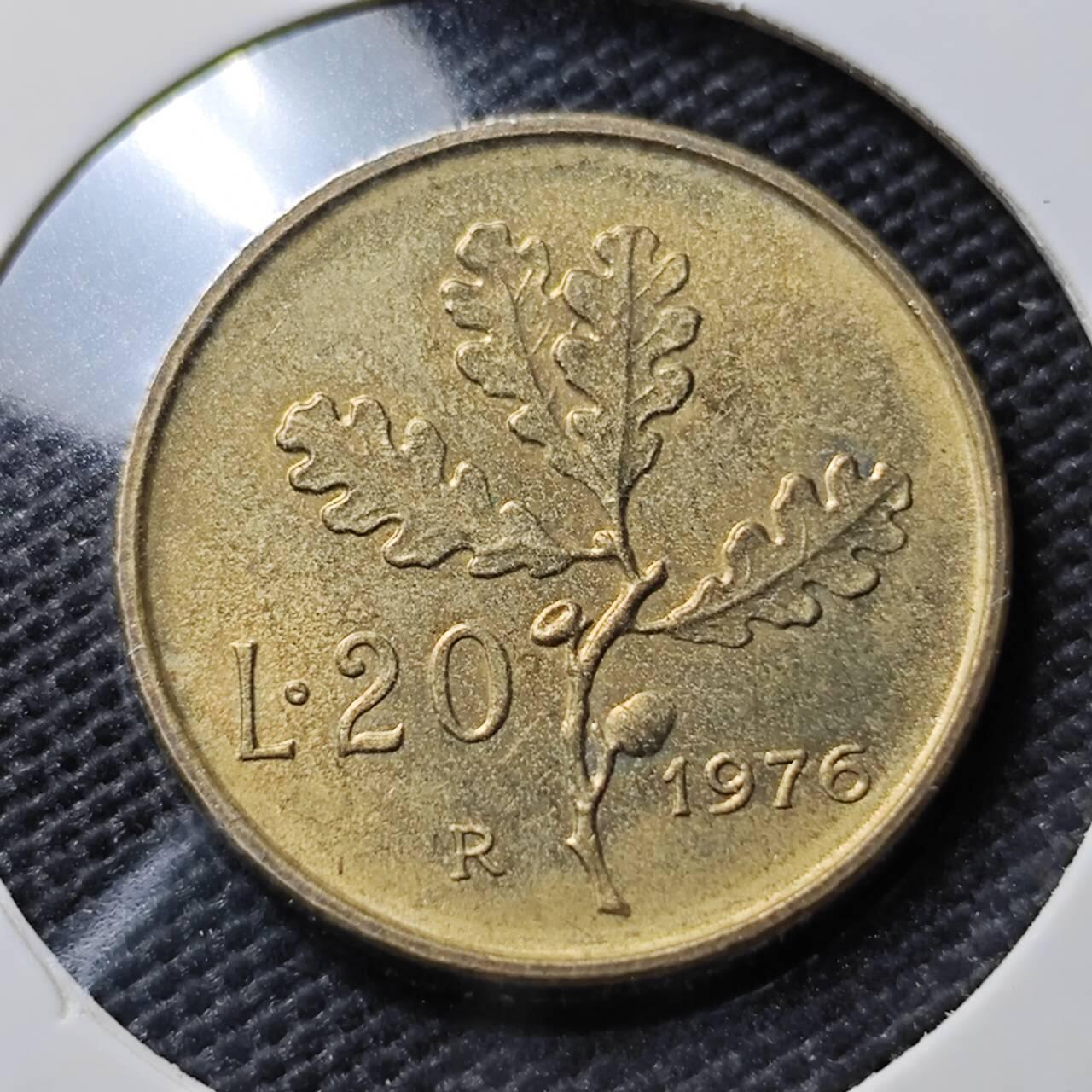 KK钱币收藏小铺  第395期  2月预留时间 周末发货 1976意大利20里拉 铜币