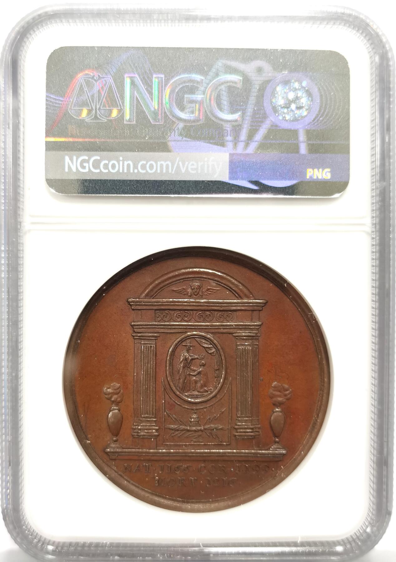 博洋堂蛇年收官专场暨第161期（全场包邮） NGC MS63BN 英国1731年英格兰国王约翰纪念铜章，加厚盒。约翰王（John，1199-1216年在位）是英国历史上极具争议的君主，因签署《大宪章》（Magna Carta）而闻名，这一事件被视为英国宪政史的里程碑。