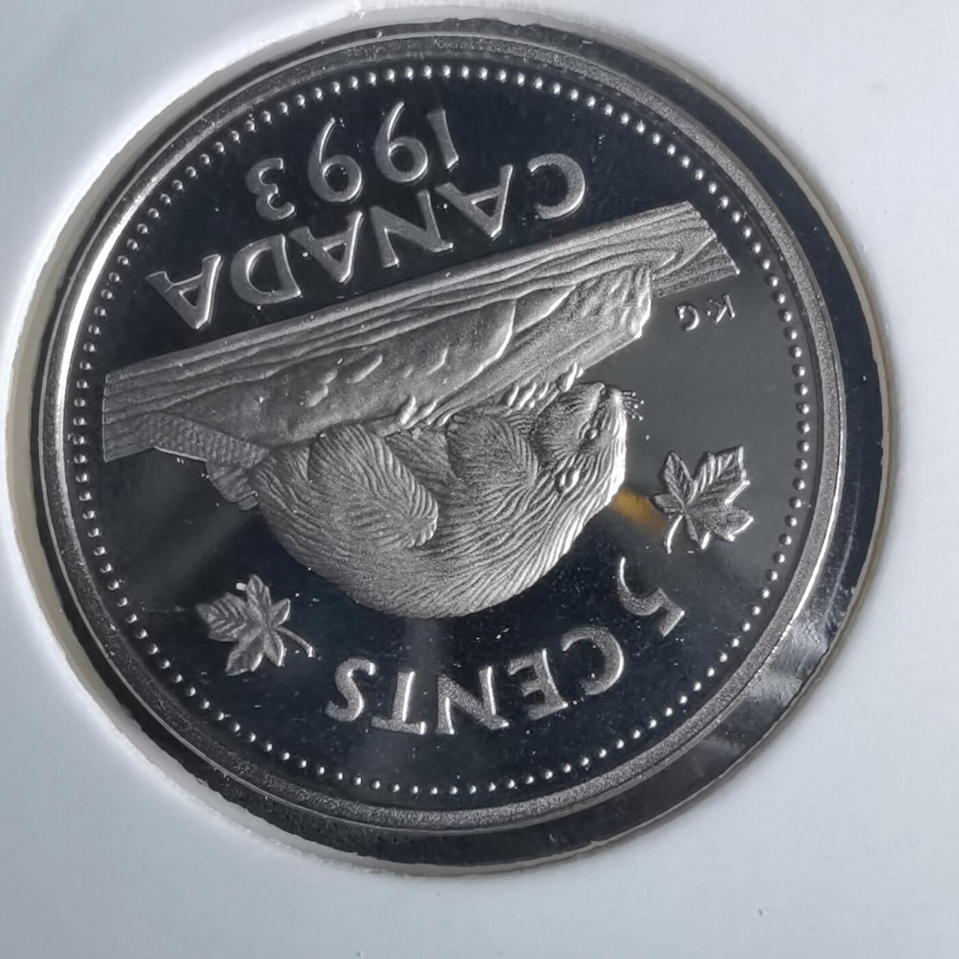 沼泽如烟--第990场 加拿大1993年5分精制币