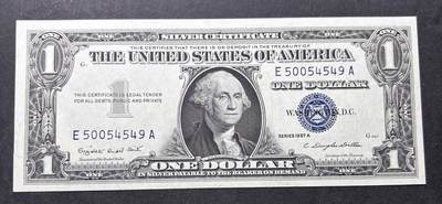 【金马踏春，泉马奔腾】2026 年新年贺岁场，（定于年初五接财神截拍）祝各位老板马到成功，马上有钱，愿岁岁平安喜乐顺遂 - 少见 1957 年蓝印版美国 1 美元，尾号 549