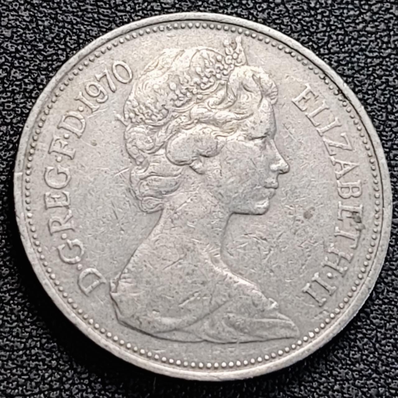 泉币菌-第186场- 小年快乐 精品福利场（本周五和之前的 2月14日发货） 英国大镍币 英国1970年 10便士铜镍币 28.5mm 伊丽莎白二世女王 皇冠狮子