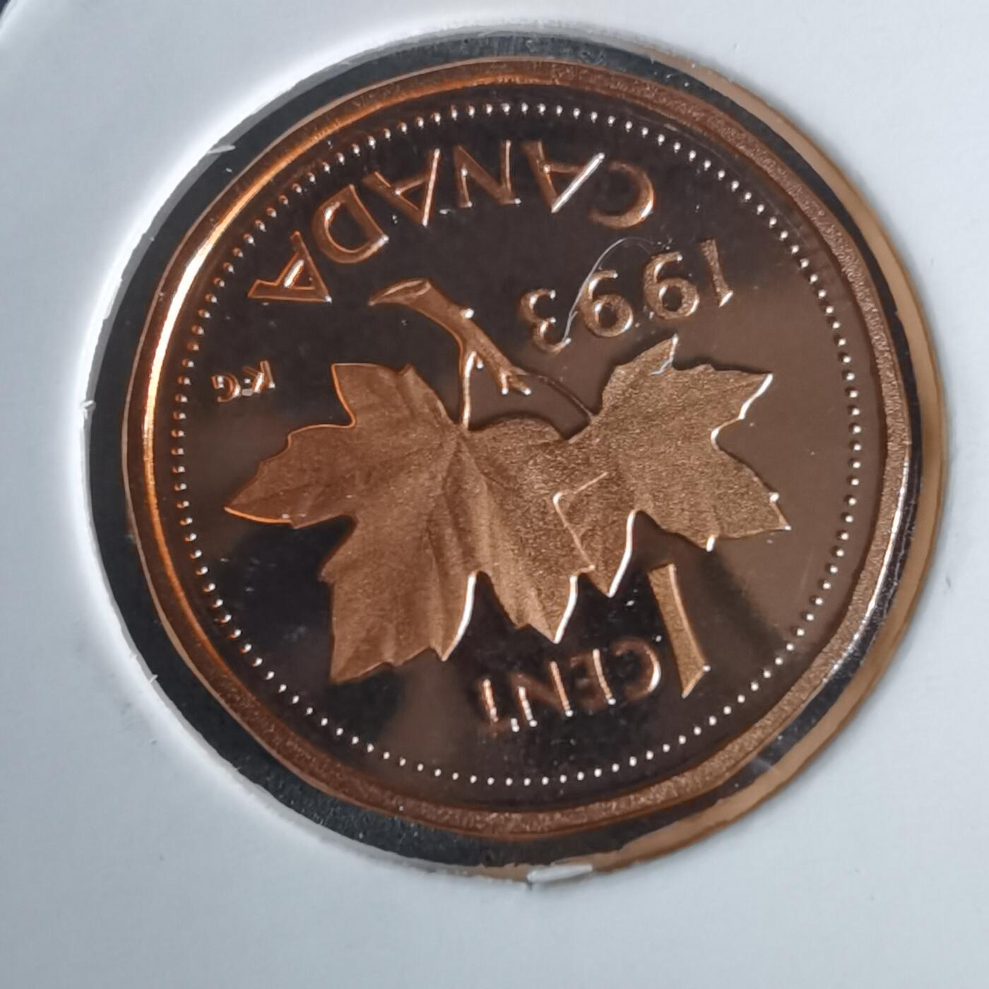 沼泽如烟--第990场 加拿大1993年1分精制币