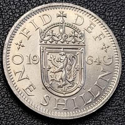泉币菌-第188场- 迎情人节专场 本场拍品多 请提前出价（本周五和之前拍的 2月14日发货） - 原光极美 英国1964年 1先令镍币 伊莉莎白二世女王 立狮版 23.5mm