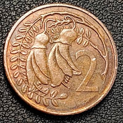 泉币菌-第188场- 迎情人节专场 本场拍品多 请提前出价（本周五和之前拍的 2月14日发货） - 英属新西兰1983年2分青铜币 金雀花 伊丽莎白二世女王  