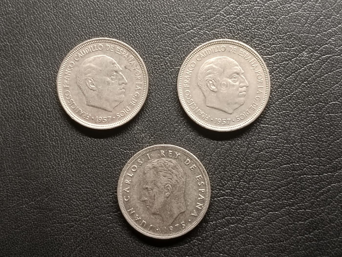 荟藏特别场次第二期——“社长的钢镚堆” 西班牙5比塞塔批量三枚 弗朗哥/卡洛斯一世