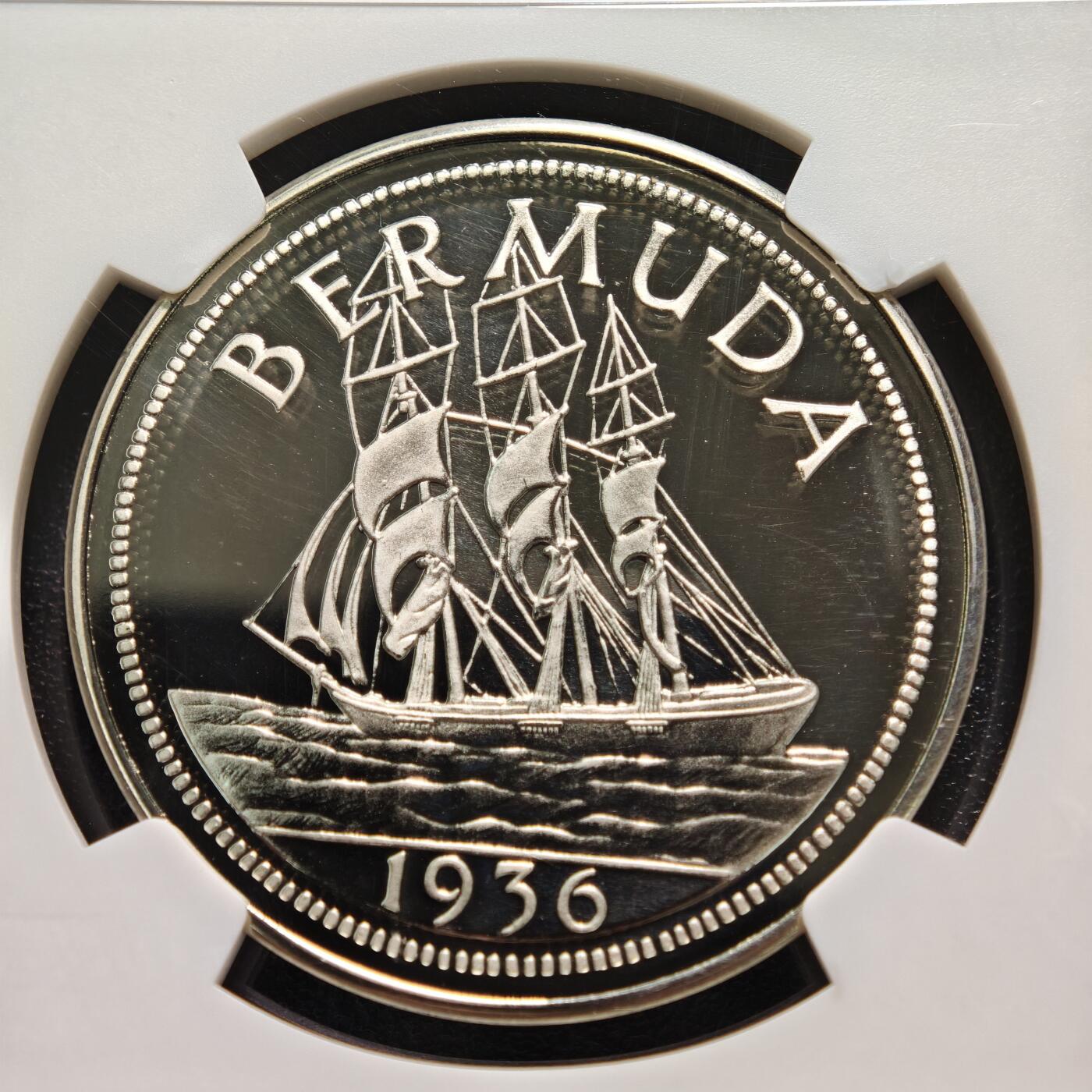 【德藏】世界币章拍卖第165期（拍品征集中~欢迎藏友联系） 1936年 英属百慕大爱德华八世1克朗精制银币 NGC PF69UC