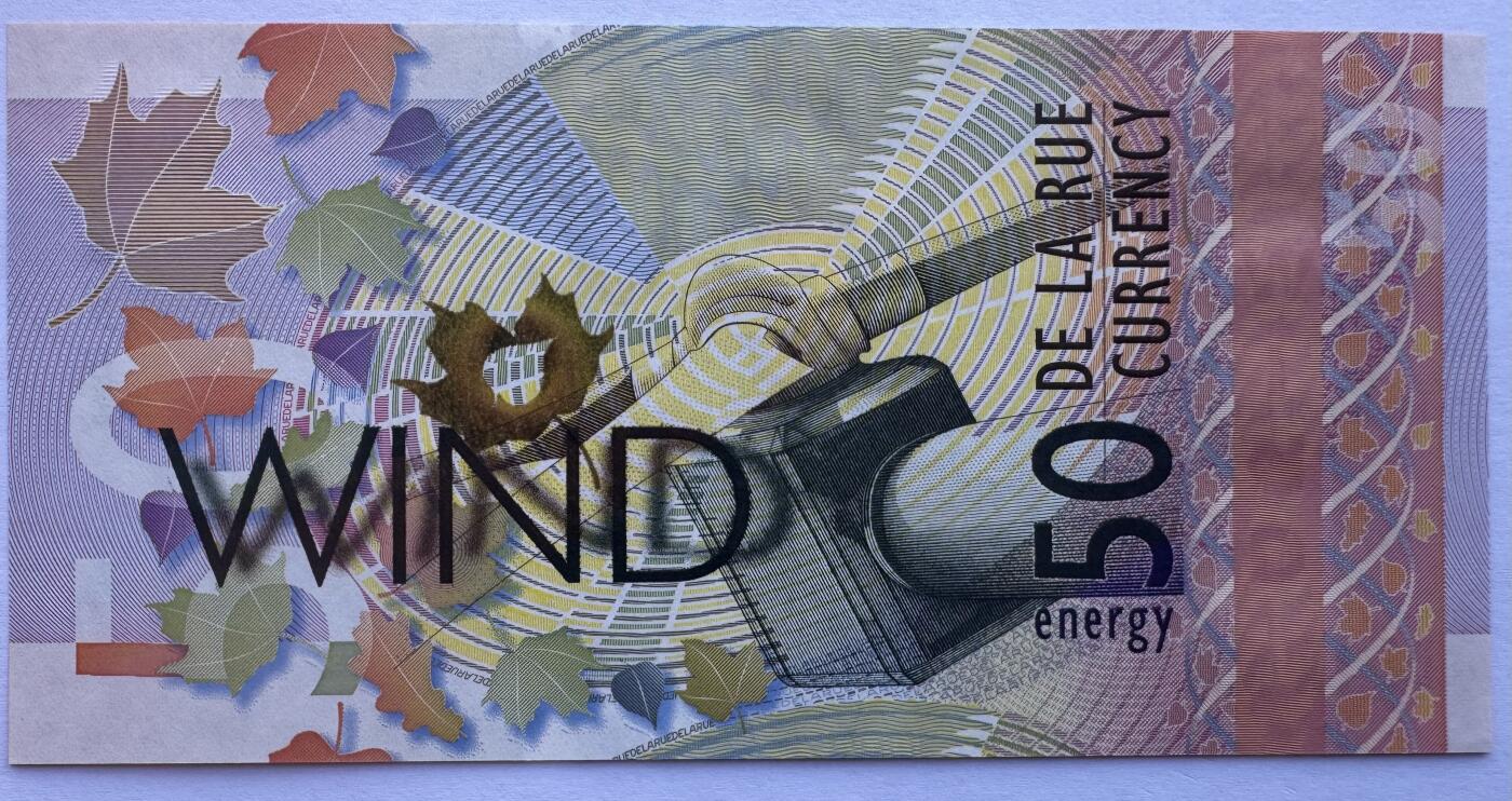 2026第3场（总第230期）：精品测试钞、外钞综合场 WIND字样/金色Spark油墨 德纳罗DLR “能源系列～风能”50面额测试钞UNC