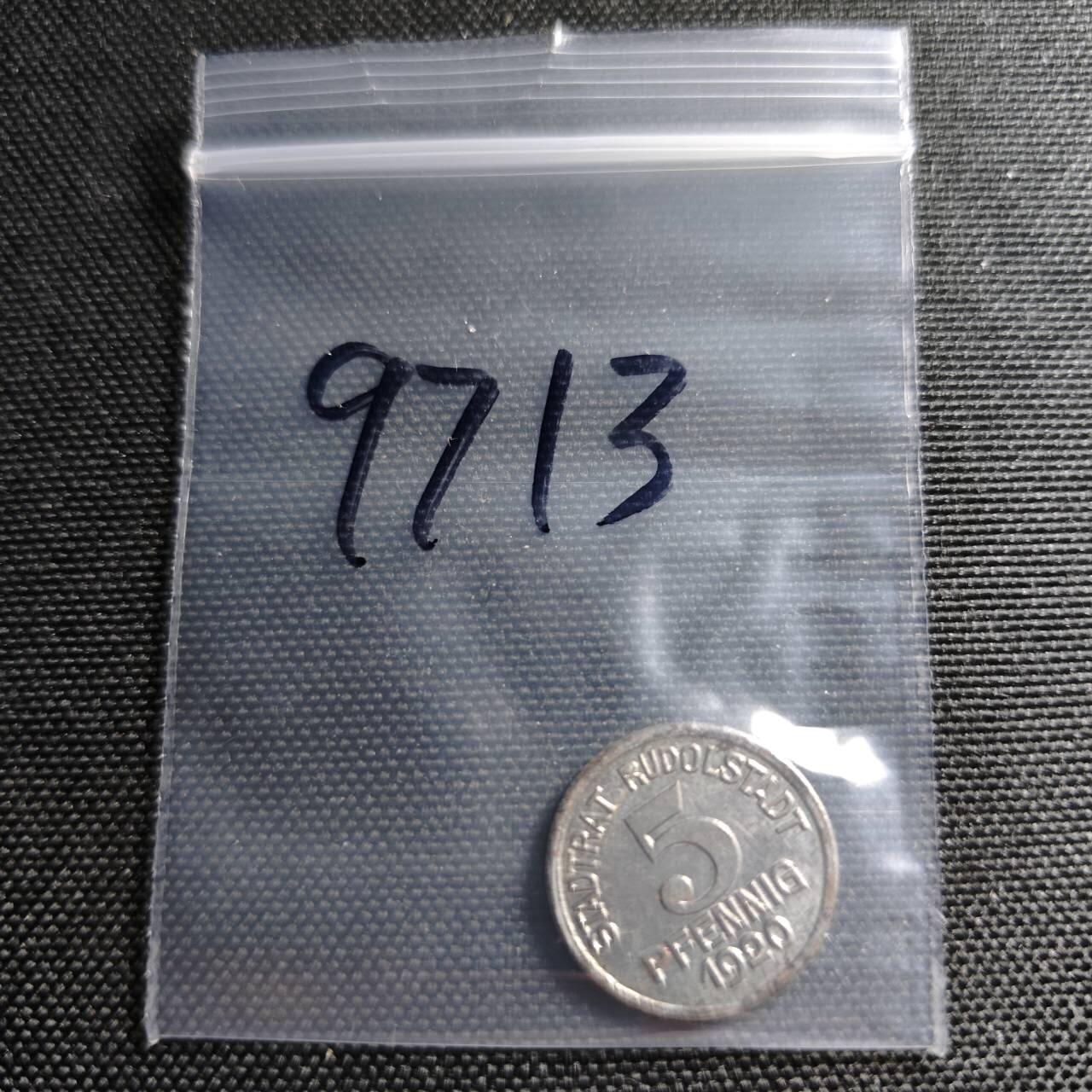 KK钱币收藏小铺  第397期 百期特怕（四拍之一） 2月预留时间 周末发货 1920 德紧 鲁多尔斯塔特5芬尼 铁币 