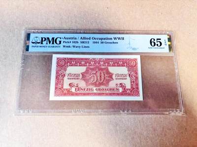 【Blue Auction】世界纸币精拍第786期——18级TOP拍卖/信誉/品质/专业/高效💫(年前收官场） - 奥地利 1944年50Groschen PMG65EPQ