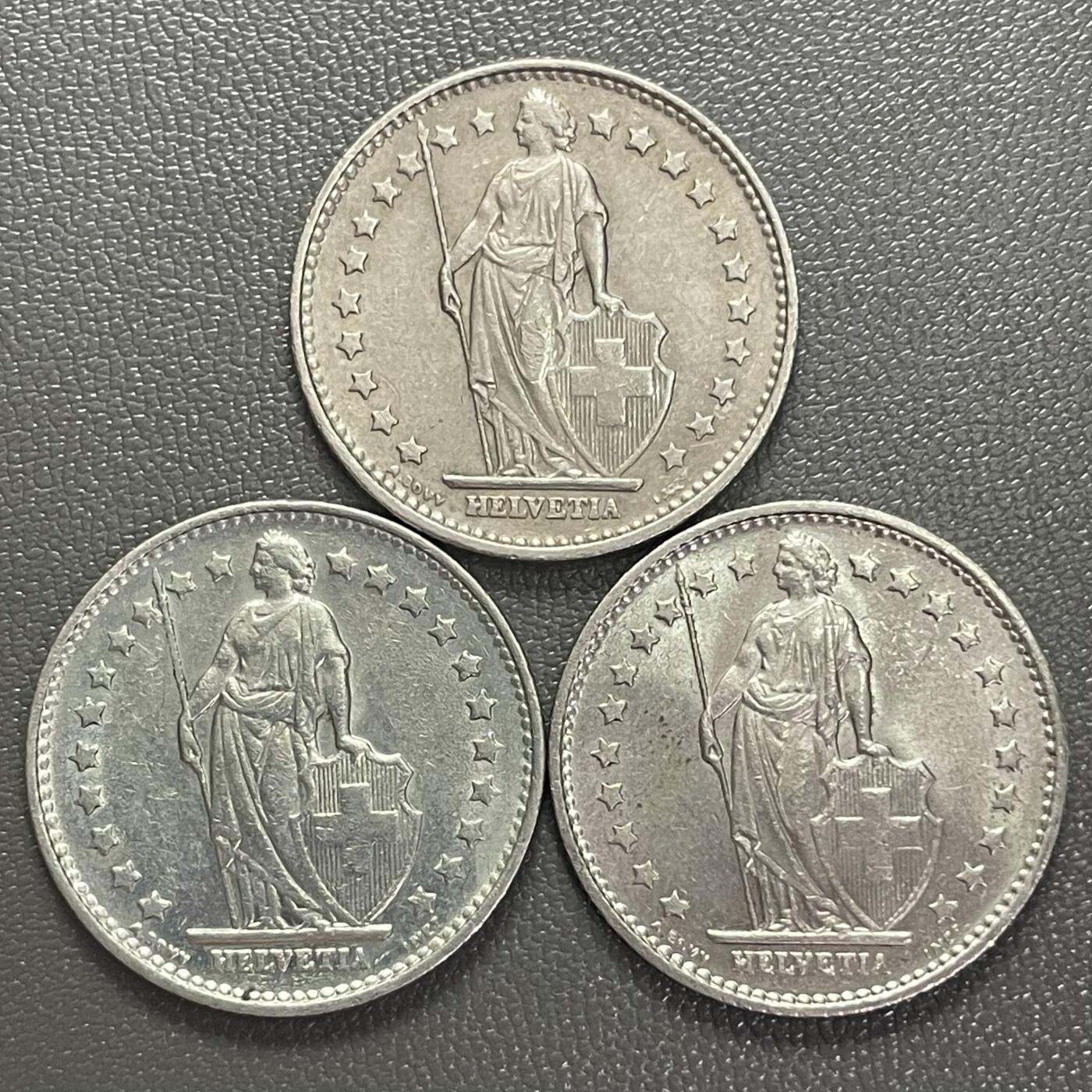 回流0301 瑞士1法郎3枚