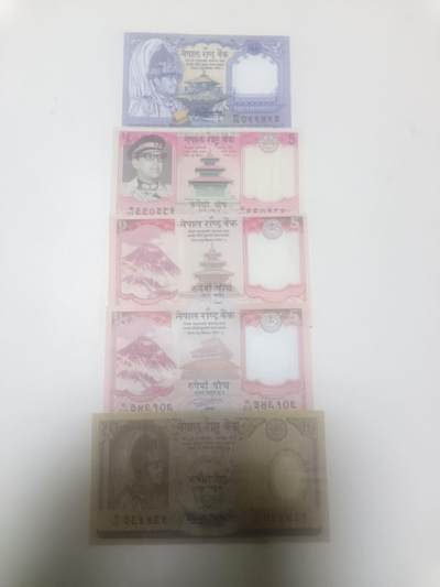【20260212】非全新纸币和硬币第334场 - 尼泊尔5张纸币不同版本