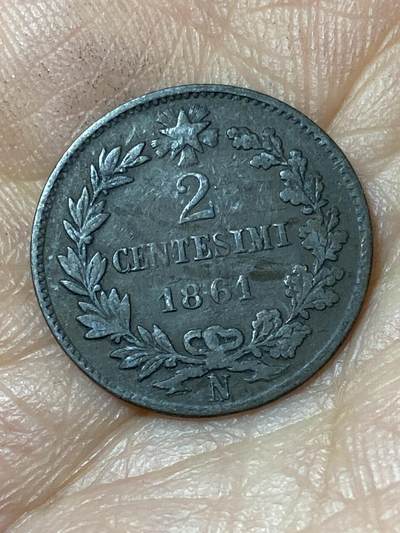 2026年第二十三场(总第一百九十二场）外国好品散币场(年后发货) - 少见厂标–意大利王国1861年2分(维托里奥·埃马努埃莱三世，N标那不勒斯造，首发年仅发行2年)