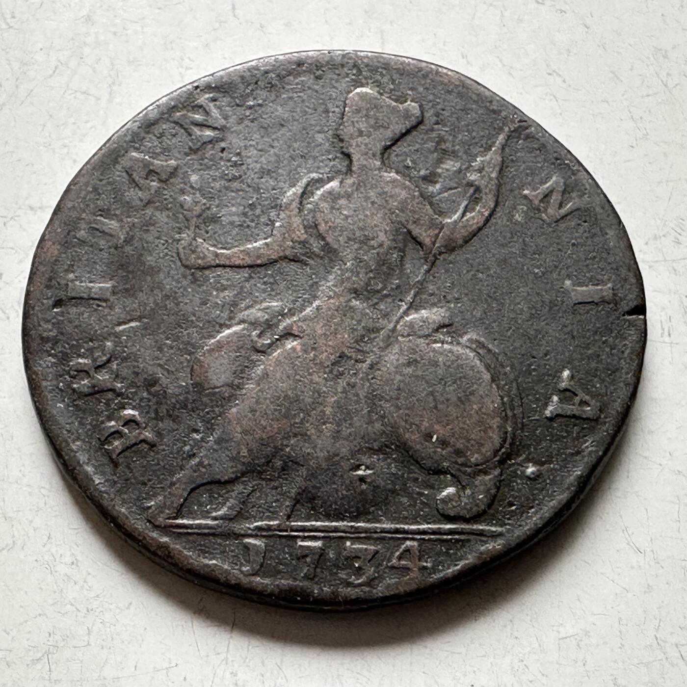 🌹外币初藏🌹🐯2026年第19场 快递已停，正月十五后再发 英国1734年乔治二世1/2便士铜币 