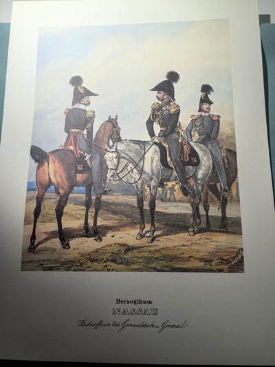 盛世勋华——号角文化勋章邮票专场拍卖第305期 - 大尺寸手绘图卡 拿骚公国将军和总参谋部军官 大A4尺寸 翻印自1848年出版《德意志陆军》一书