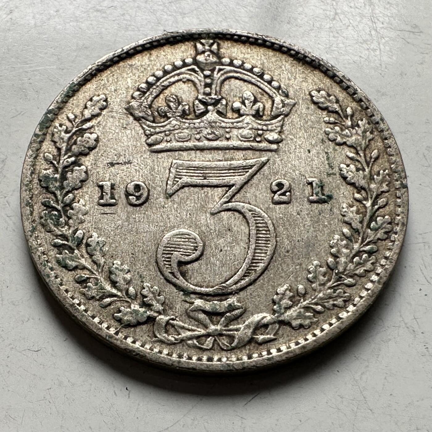 🌹外币初藏🌹🐯2026年第19场 快递已停，正月十五后再发 英国1921年三便士银币 1.41克50%银 c