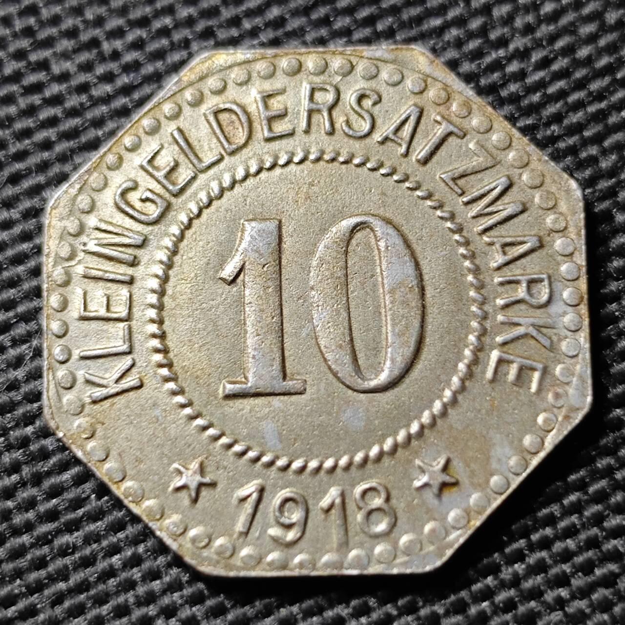 KK钱币收藏小铺  第397期 百期特怕（四拍之一） 2月预留时间 周末发货 1918 德紧罗森海姆 10芬尼 铁币 