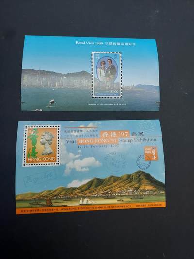 博彦收藏   2月28日 8点邮票专场 全场包邮 - 香港 访港纪念等型张2枚，全品