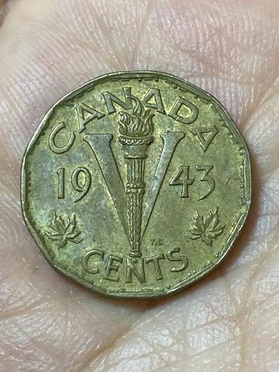2026年第二十三场(总第一百九十二场）外国好品散币场(年后发货) - 少见–加拿大🇨🇦1943年5分(乔治六世第三版，顿巴黄铜材质，首发年仅发行2年)