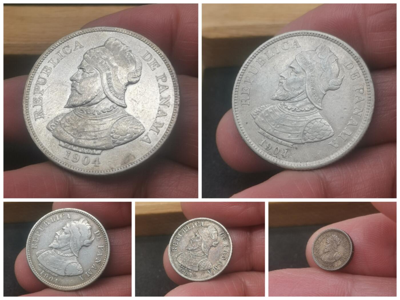 巴拿马1904年五枚银币