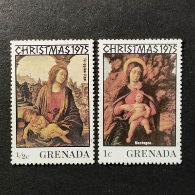 ↓君缘收藏739期☞钱币邮品↓无佣金、可寄存、满30元包邮  - 格林纳达邮票，1975年圣诞节·《圣母子》绘画邮票