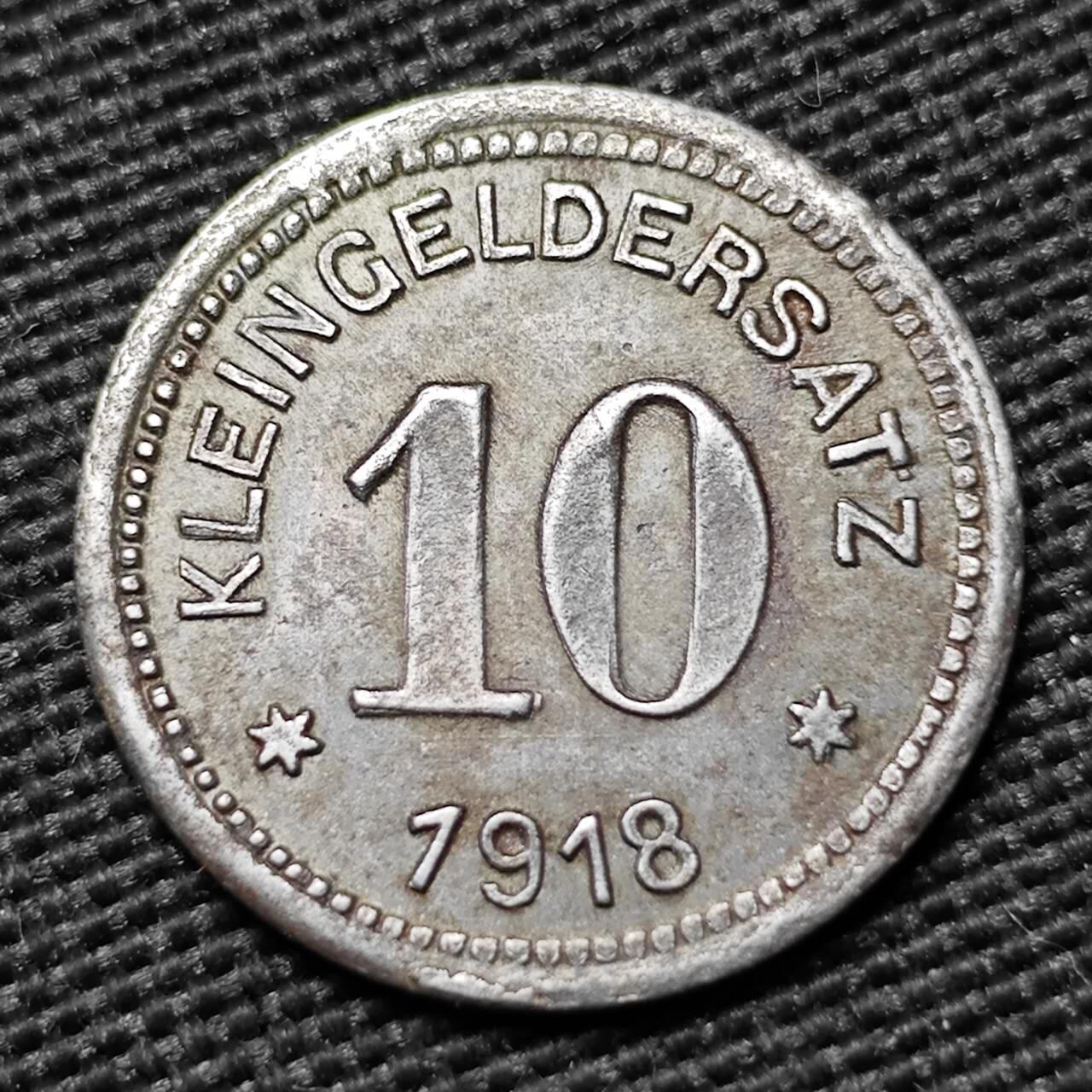 KK钱币收藏小铺  第397期 百期特怕（四拍之一） 2月预留时间 周末发货  1918 德紧奎尔福特10芬尼 铁币