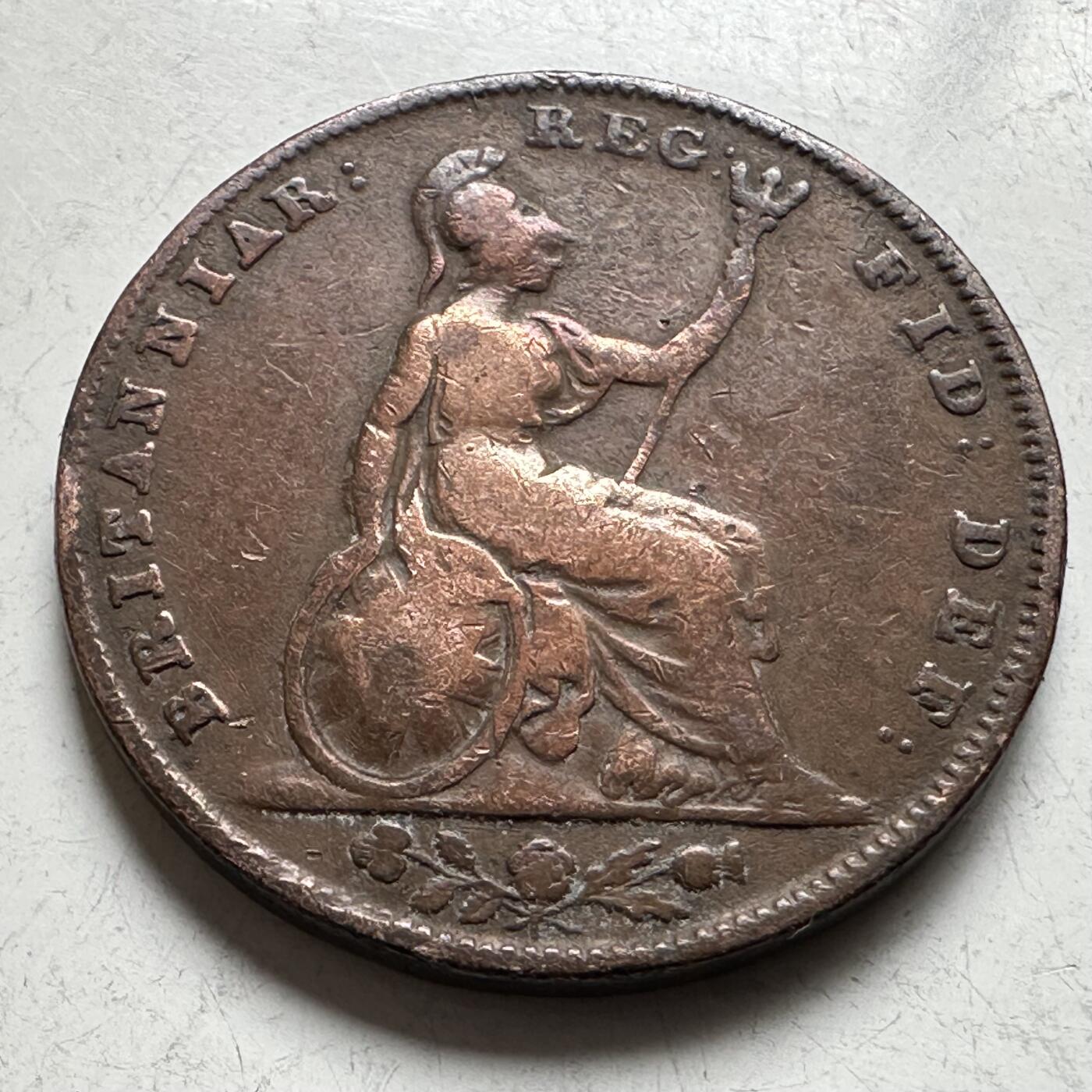 🌹外币初藏🌹🐯2026年第19场 快递已停，正月十五后再发 英国1843年1/4便士 一法新