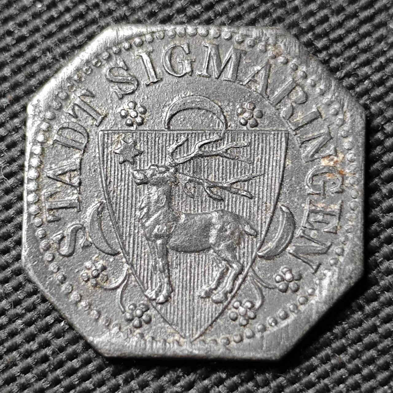 KK钱币收藏小铺  第397期 百期特怕（四拍之一） 2月预留时间 周末发货 1918德紧西格玛林根 10芬尼 铁币 