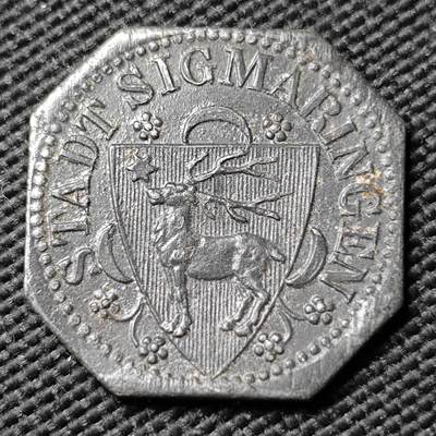 KK钱币收藏小铺  第397期 百期特怕（四拍之一） 2月预留时间 周末发货 - 1918德紧西格玛林根 10芬尼 铁币 