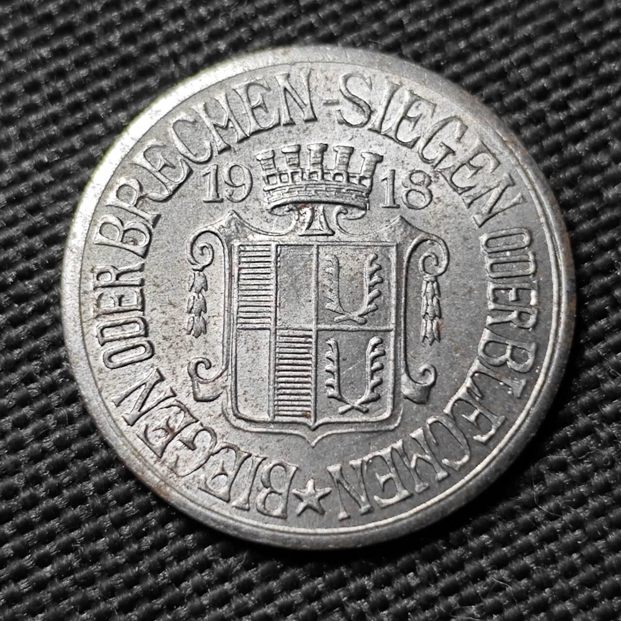 KK钱币收藏小铺  第397期 百期特怕（四拍之一） 2月预留时间 周末发货 1918 德紧塞尔布 10芬尼铁币 好品 