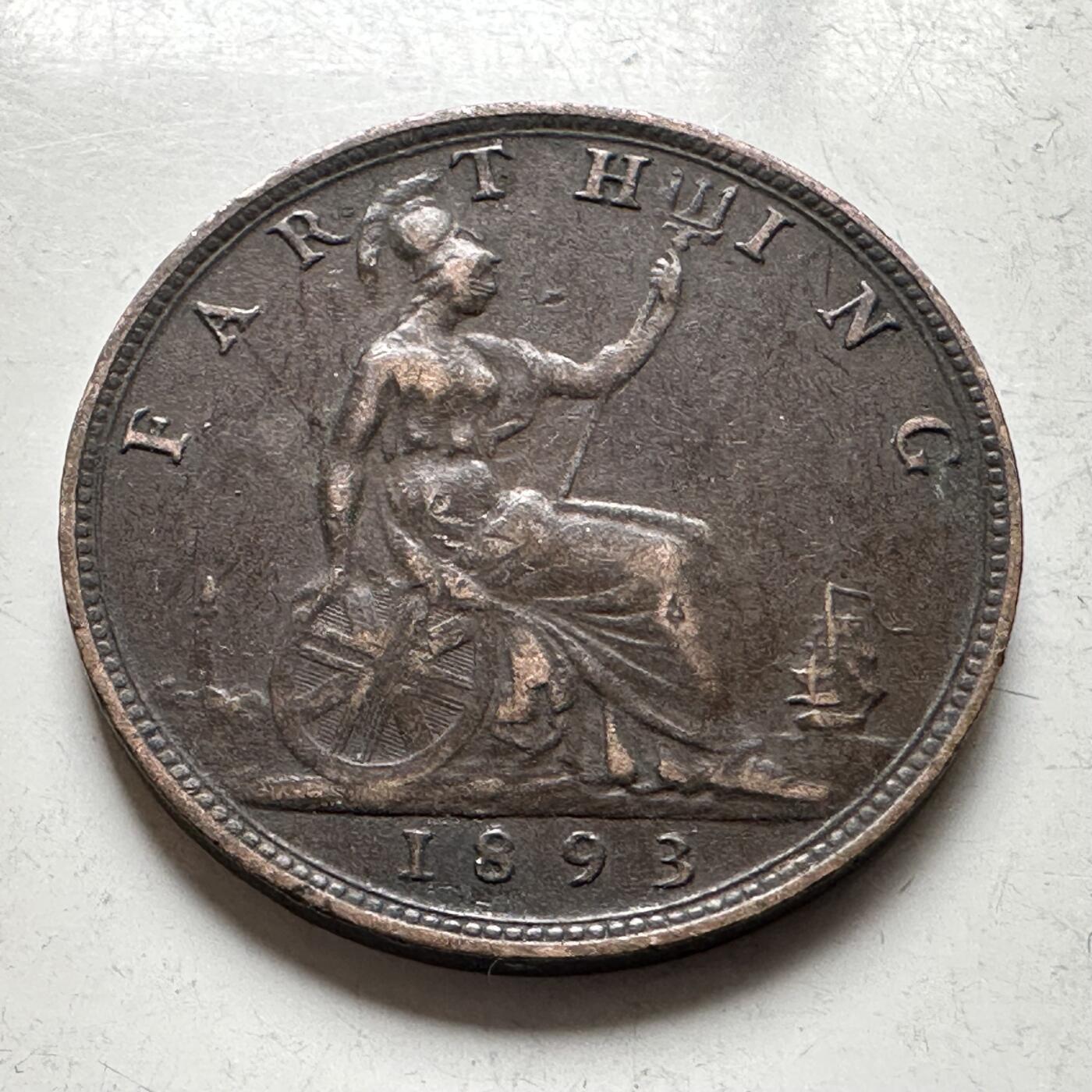 🌹外币初藏🌹🐯2026年第19场 快递已停，正月十五后再发 英国1893年1/4便士 一法新