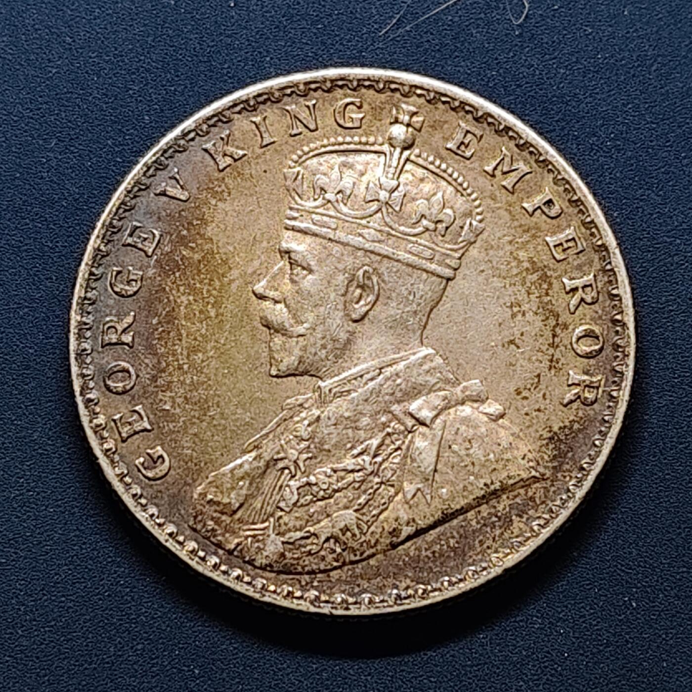 【全场包邮】纯粹捡漏拍503场 英属印度1918年乔治五世1卢比银币【31毫米11.66克91.7%】