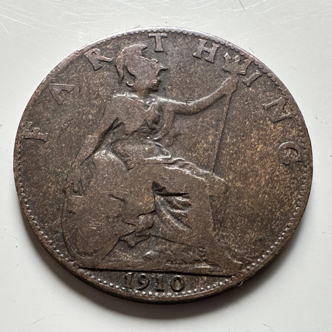 🌹外币初藏🌹🐯2026年第19场 快递已停，正月十五后再发 英国1910年1/4便士 一法新