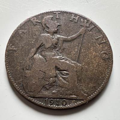 🌹外币初藏🌹🐯2026年第19场 快递已停，正月十五后再发 - 英国1910年1/4便士 一法新