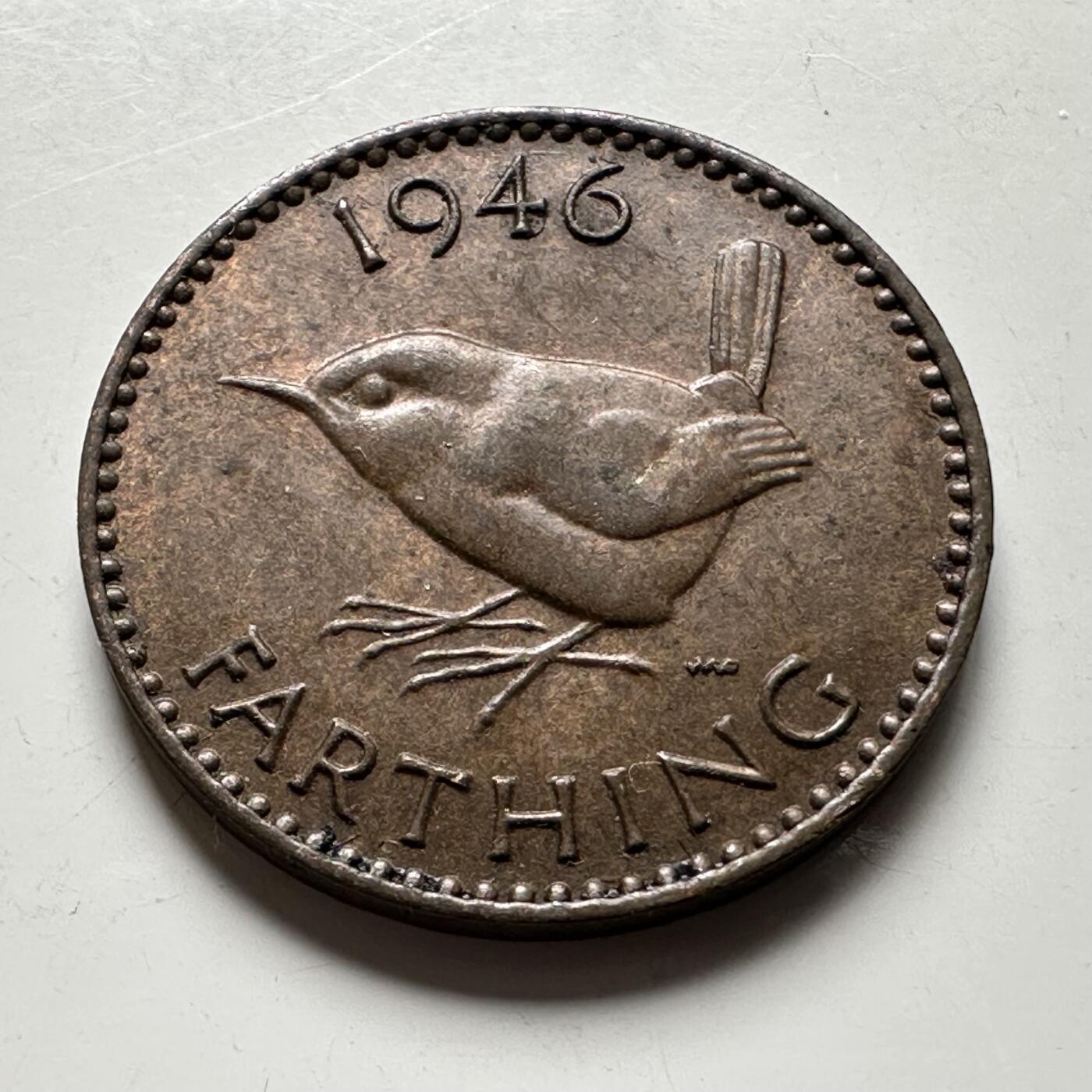 🌹外币初藏🌹🐯2026年第19场 快递已停，正月十五后再发 英国1946年1/4便士 一法新 b