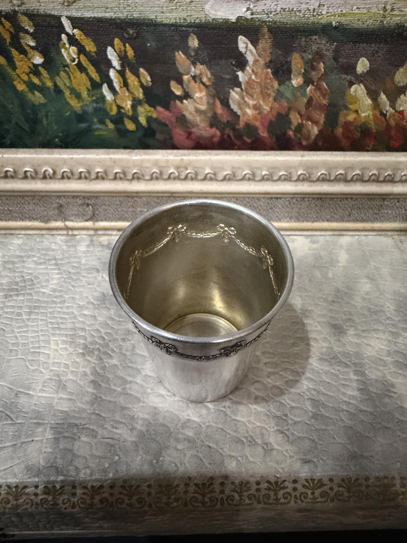 海外回流春节精品专场（一） 法国回流19世纪银质酒杯一套（高：4cm，高3.6cm，合计62.9g，有底款）