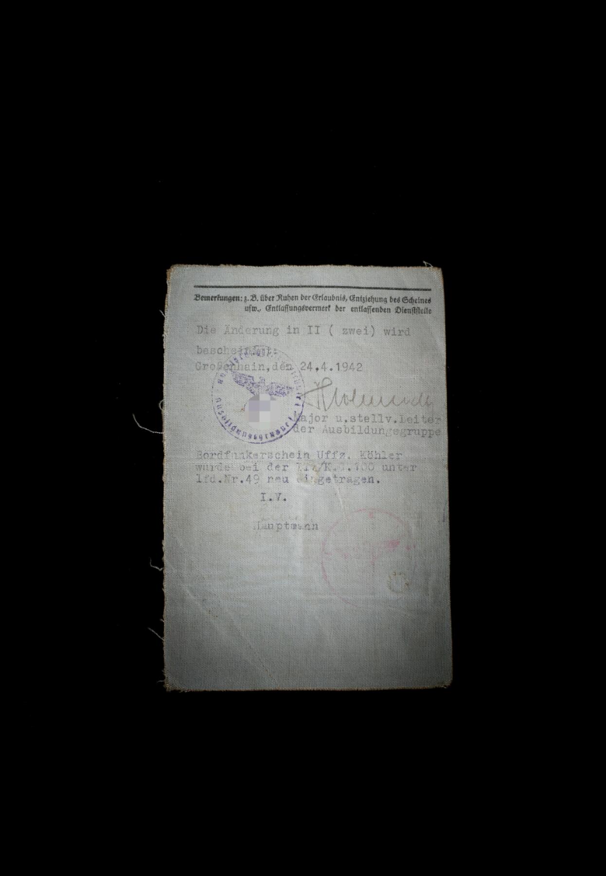 欢庆春节！戎马世界章牌大赏第112期春节大拍  德专场 空军航炮手 赫伯特·克勒 航炮射手资格证