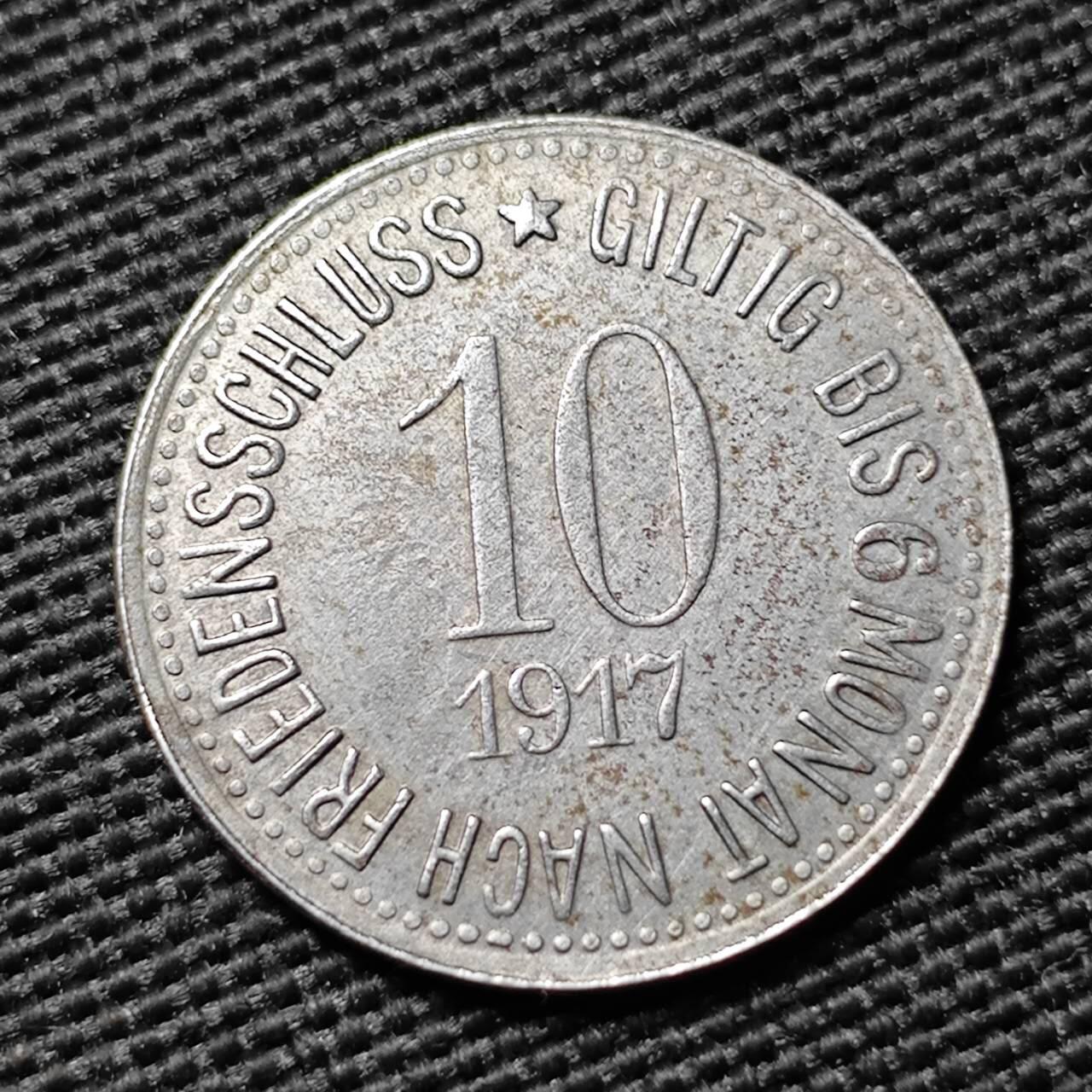 KK钱币收藏小铺  第397期 百期特怕（四拍之一） 2月预留时间 周末发货 1917 德紧巴伐利亚州克姆纳特10芬尼 铁币 