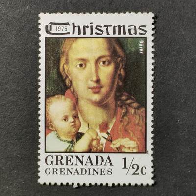 ↓君缘收藏739期☞钱币邮品↓无佣金、可寄存、满30元包邮  - 格林纳达和格林纳丁斯邮票，1975年圣诞节·丢勒《圣母子》绘画邮票