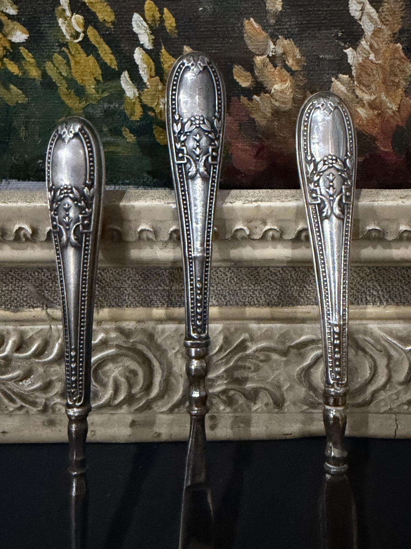 海外回流春节精品专场（一） 法国回流纯银工具三个（左起尺寸：10.8cm，12.2cm，12cm，30.1g）