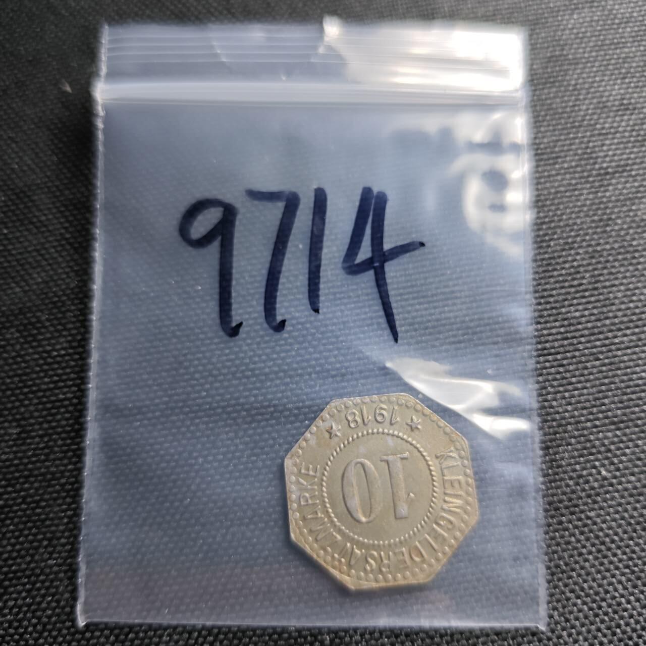 KK钱币收藏小铺  第397期 百期特怕（四拍之一） 2月预留时间 周末发货 1918 德紧罗森海姆 10芬尼 铁币 